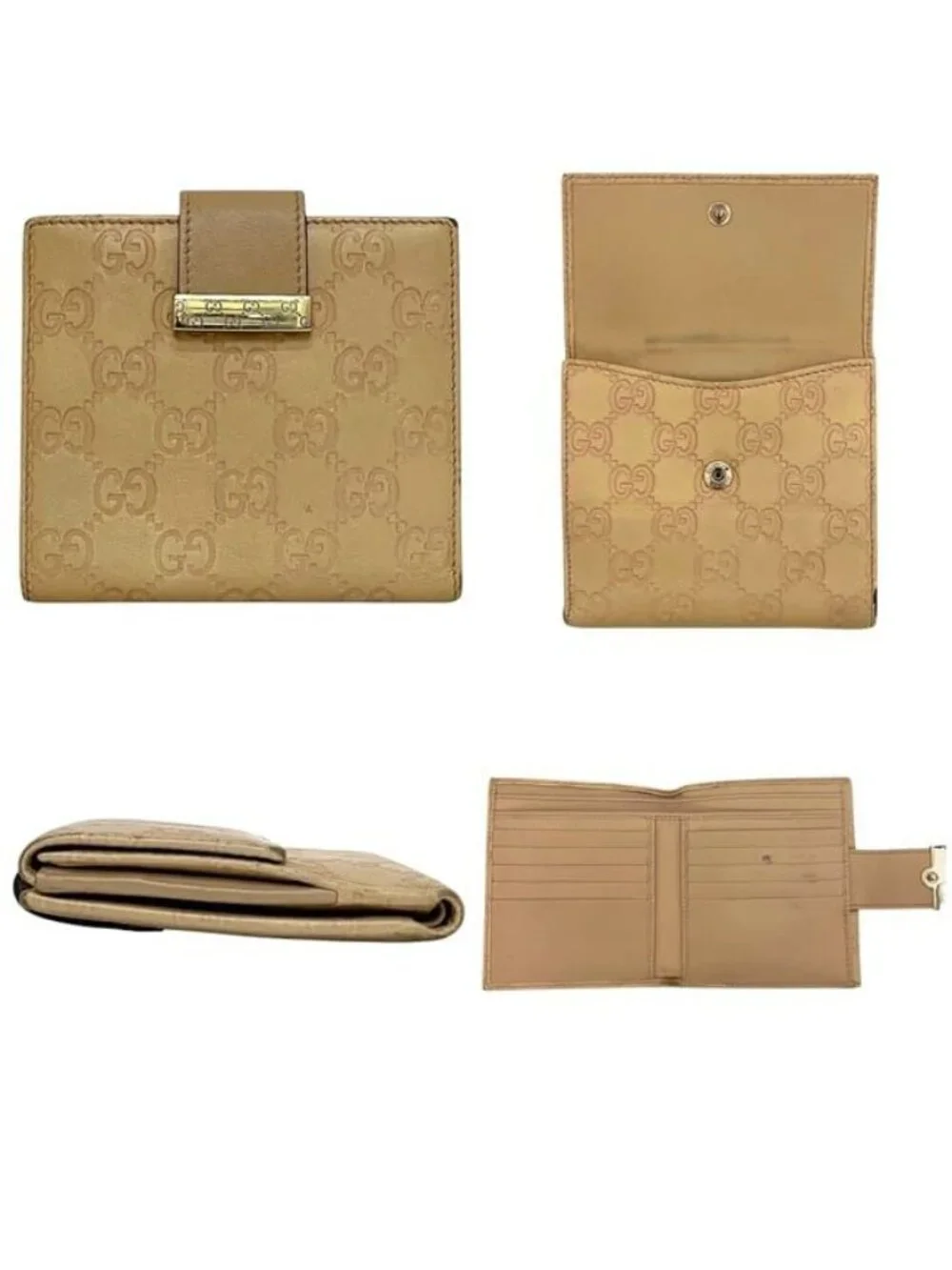 Gucci Fold Wallet with Beige Stripe Line Double Hook - Picture 3 of 11